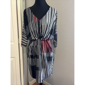 Trina Turk Dresses Womens Abstract Stripe Print Midi  Dress Multicolor Size 2 US